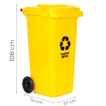 Odpadkový kôš 240 l, gumové kolesá – žltý plast